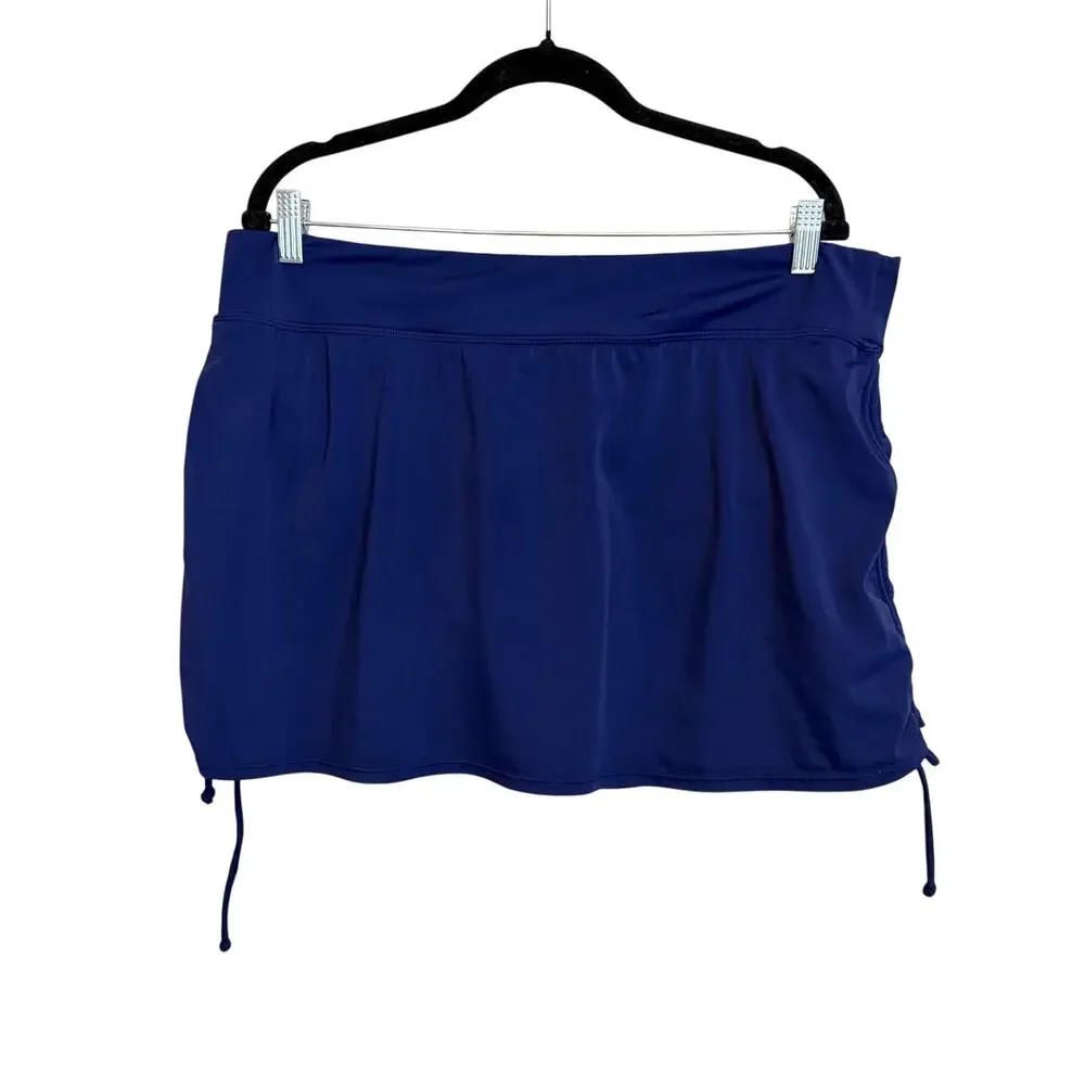 Croft & Barrow Swim Skirt Size 1X Blue Side Drawstring Skort Bottom Beach Summer